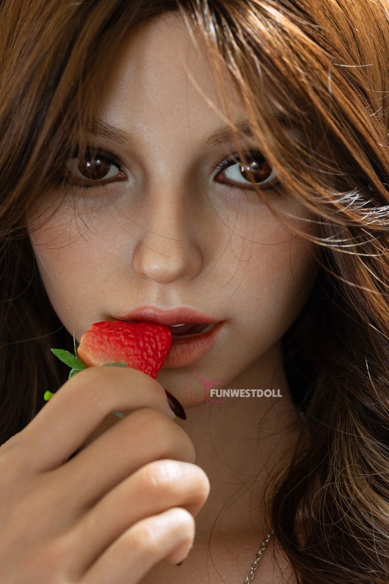 FunWestDoll Evelyn face close up eating strawberry