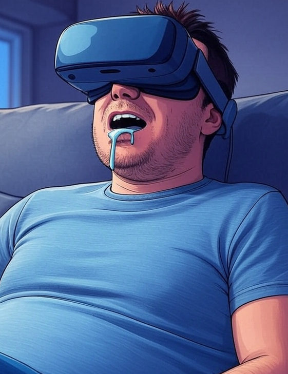 Een man die geniet van VR-seks