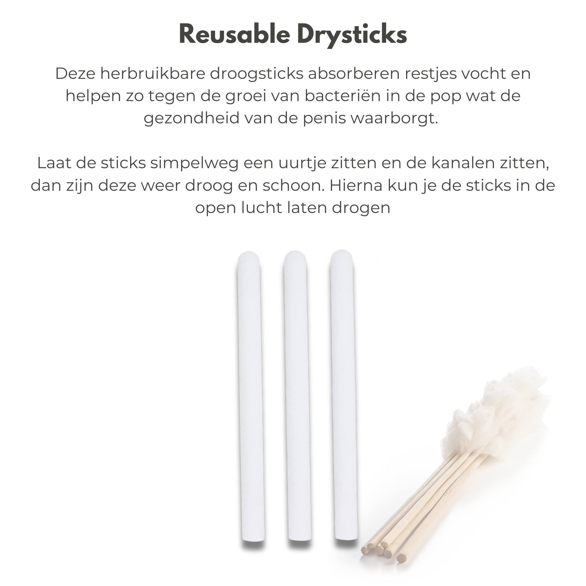 Herbruikbare Droogsticks voor sexpop met uitleg
