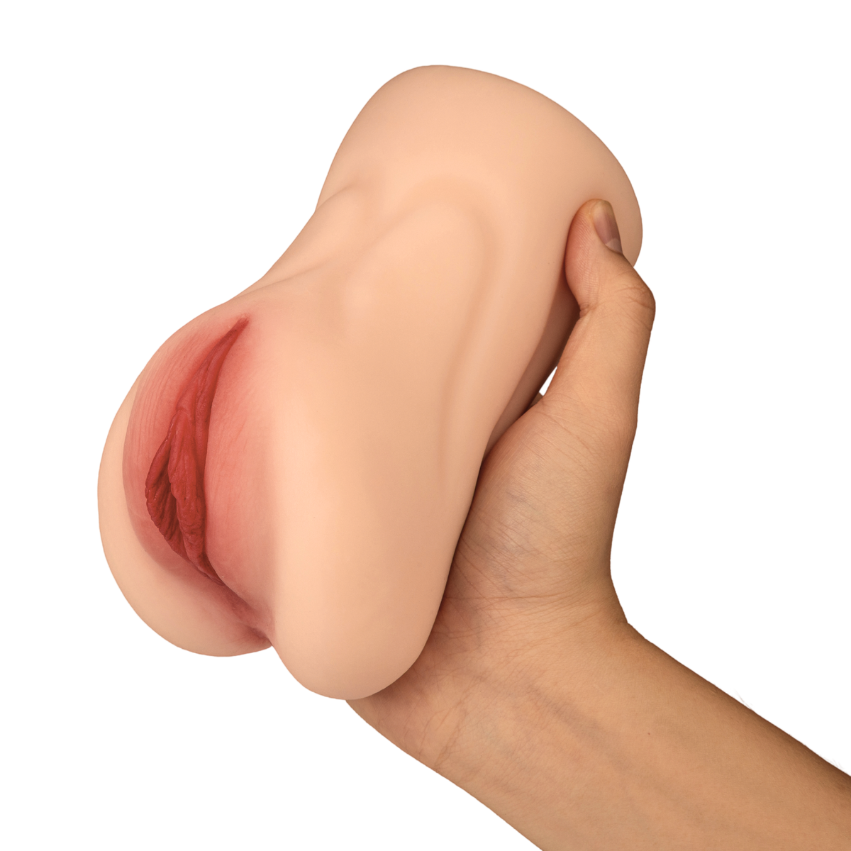 Pocket pussy in de hand op een witte achtergrond