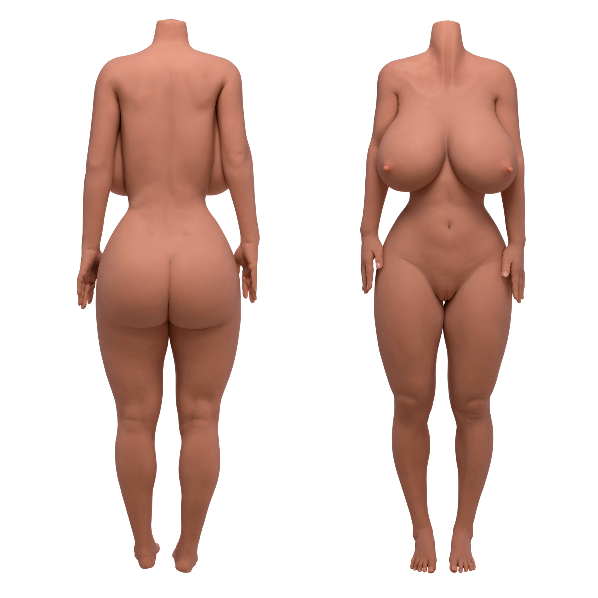 Sexpop met grote billen en borsten op witte achtergrond