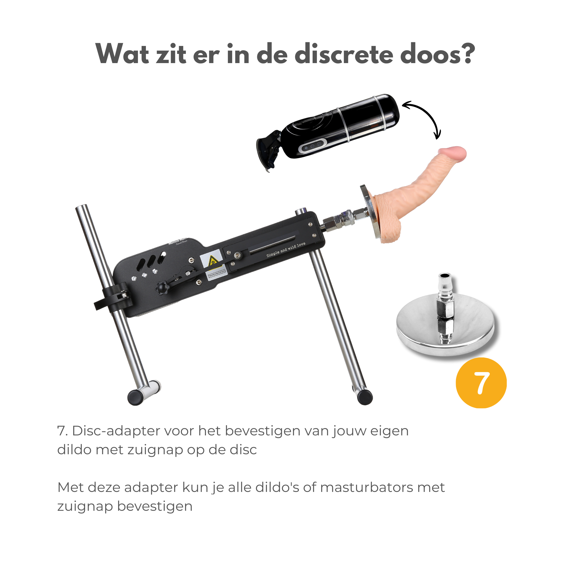 disc adapter voor op seksmachine op een witte achtergrond