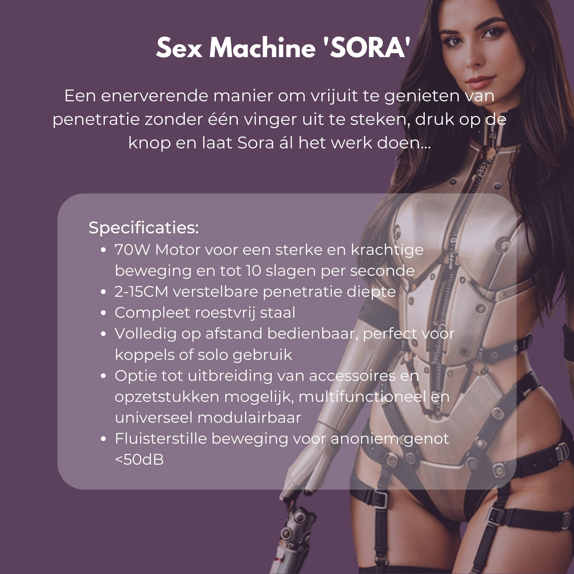 overzicht specificaties van seksmachine