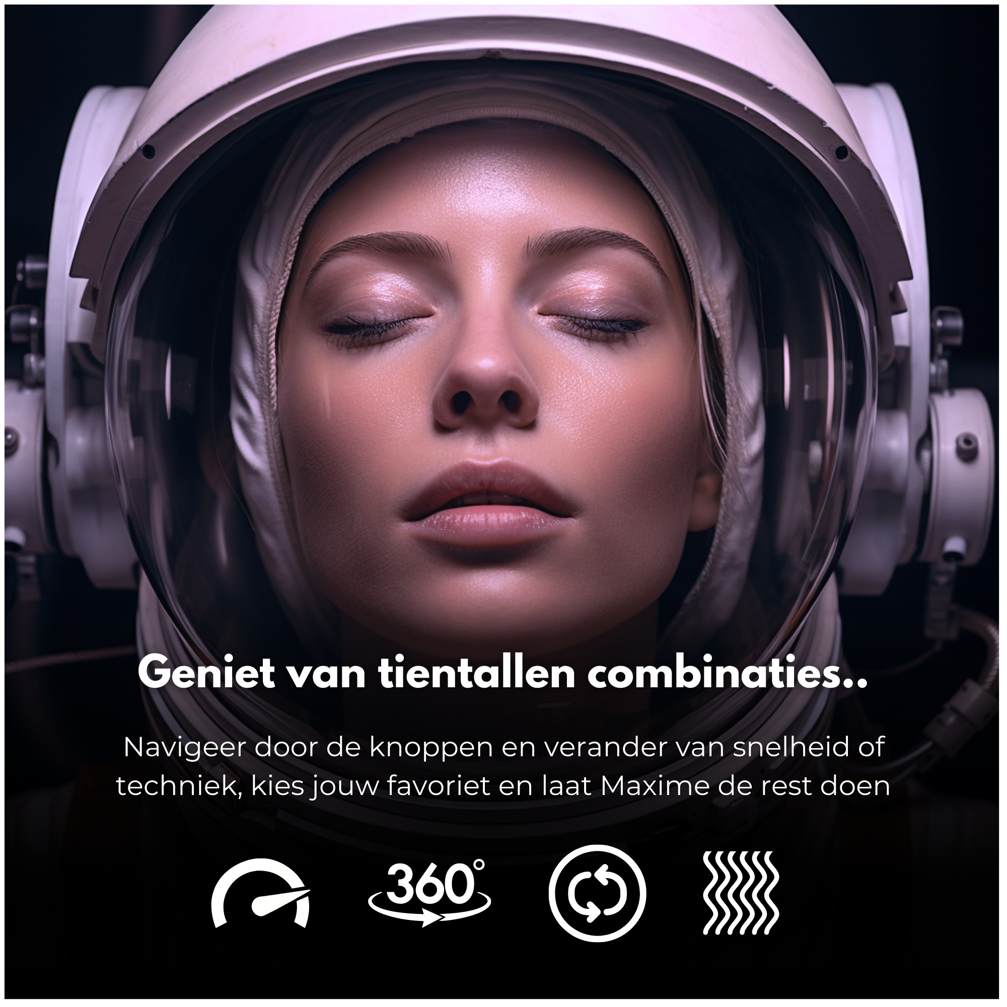 vrouwelijke astronaut met ogen gesloten